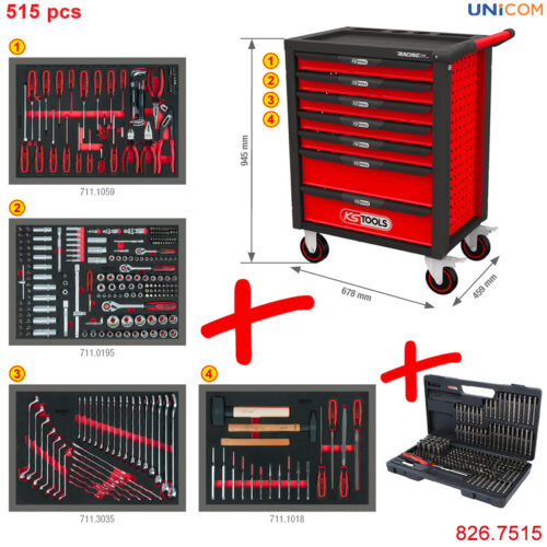 tủ dụng cụ đồ nghề 515 chi tiết 7 ngăn ks tools 826.7515