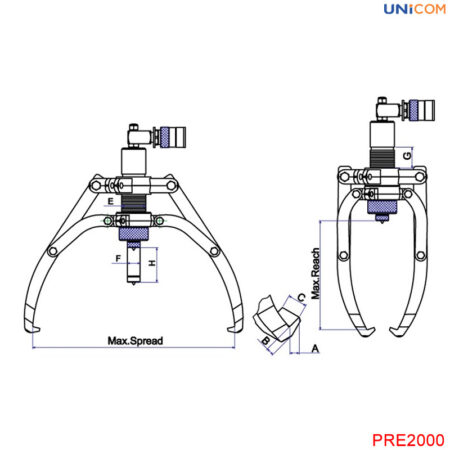 thông số kỹ thuật cảo thủy lực 20 tấn bơm rời PRE2000