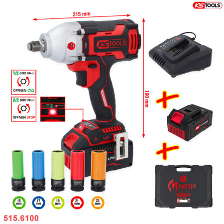 bộ máy siết bulong dùng pin KS Tools 515.6100 9 chi tiết