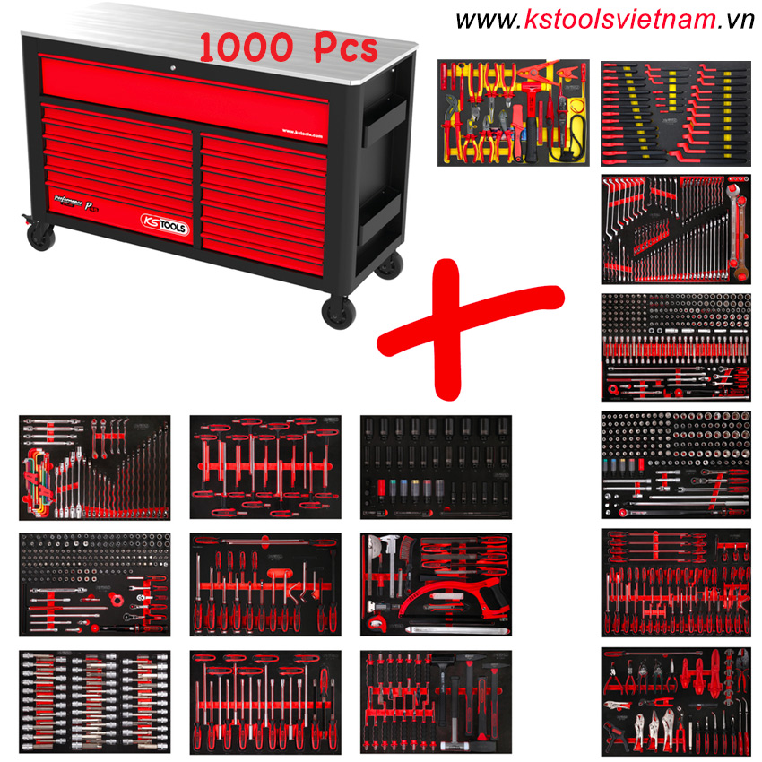 chi tiết Tủ dụng cụ sửa chữa 1000 món sửa chữa ô tô Germany KS Tools