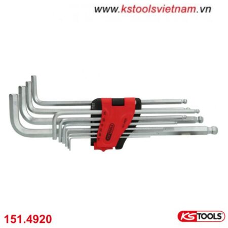 Bộ lục giác đầu bi thân dài 10 cây thép không gỉ 151.4920 KS Tools