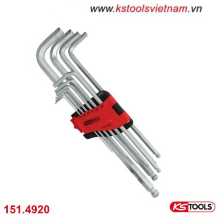 Bộ lục giác đầu bi thân dài 10 cây thép không gỉ 151.4920 KS Tools