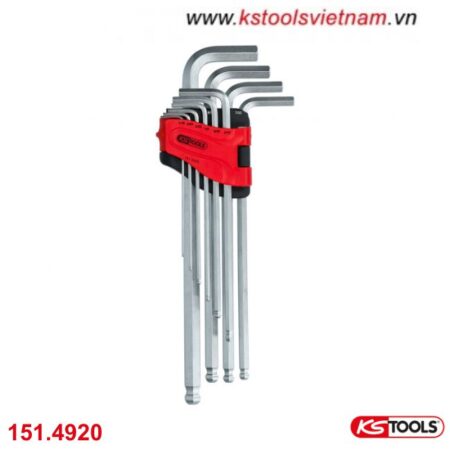 Bộ chìa vặn lục giác đầu bi thân dài 10 chi tiết 151.4920, hãng KS Tools