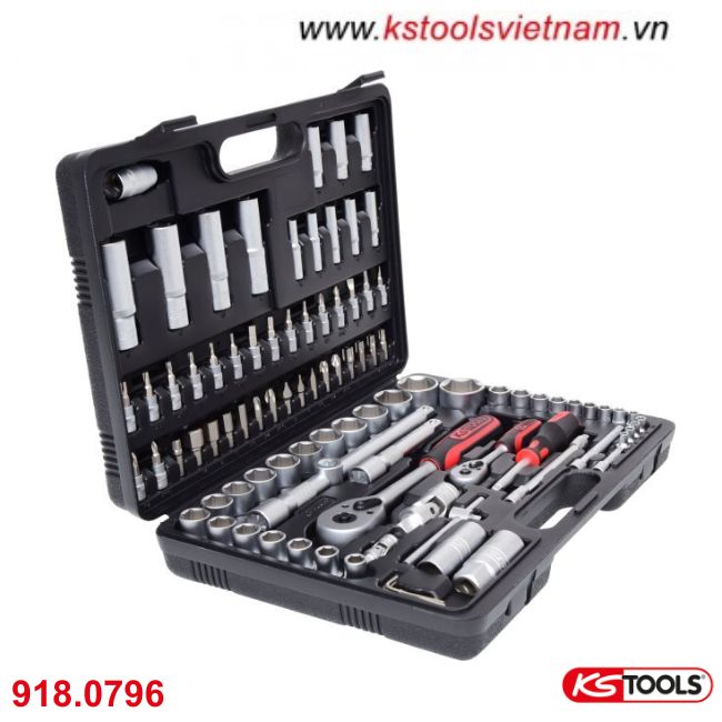 Bộ đầu tuýp đa năng 1/4+1/2 inch 96 món 918.0796 KS Tools