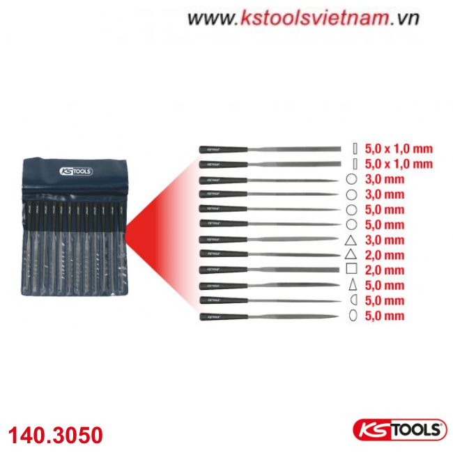 Bộ giũa 12 chi tiết 145mm, mã hiệu 140.3050 KS Tools