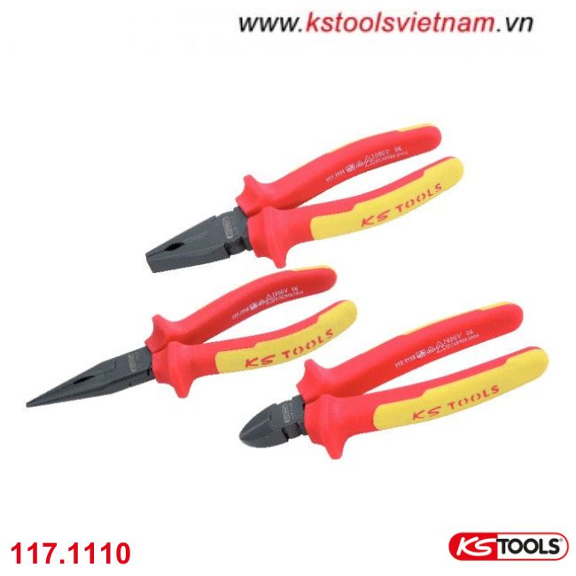 Bộ 3 kìm tổ hợp cách điện 1000V VDE 117.1110 KS Tools