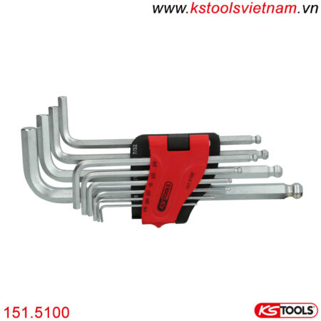 Bộ lục giác hệ inch đầu bi 10 cây thân dài model 151.5100 KS Tools