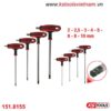 Bộ Lục Giác Tay Vặn Chữ T Đầu Bi 8 Chi Tiết Model 151.8155 KS Tools