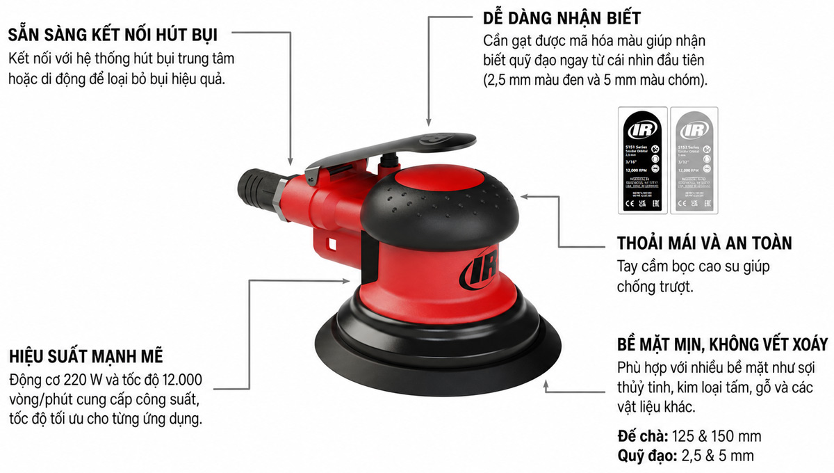 đặc tính kỹ thuật Máy Chà Nhám Quỹ Đạo Tròn 5100 Series Inghersoll Rand