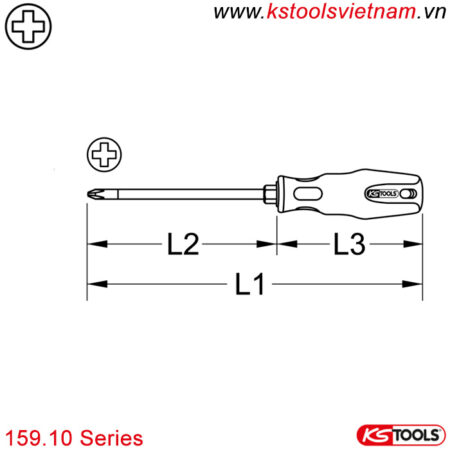 Tô vít đầu 4 cạnh PH1-PH4 159.10 series KS Tools