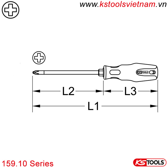 Tô vít đầu 4 cạnh PH1-PH4 159.10 series KS Tools