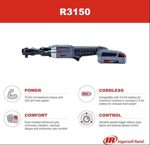 Cờ Lê Siết Bulong Góc Chạy Pin R3150 ½’’ Ingersoll Rand