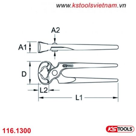 Kìm cắt nhổ đinh 200mm model 116.1300 KS Tools