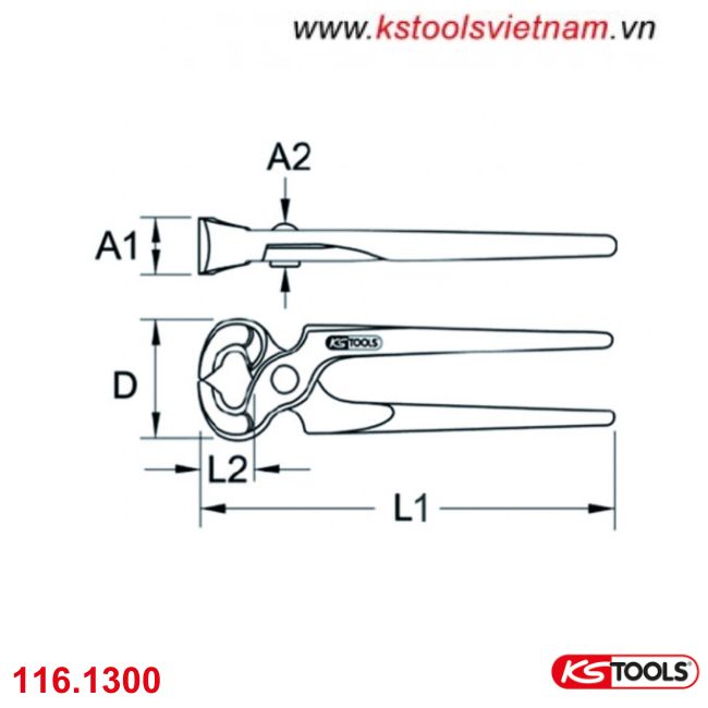 Kìm cắt nhổ đinh 200mm model 116.1300 KS Tools