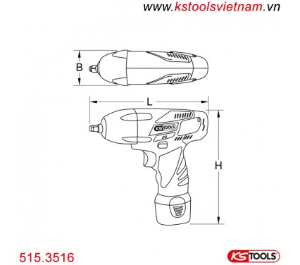 Máy siết bulong chạy pin 3/8 inch 117Nm 2 pin 1 bộ sạc KS Tools 515.3516