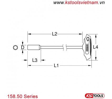 Tay vặn chữ T socket lục giác loại dài 158.5010KS Tools