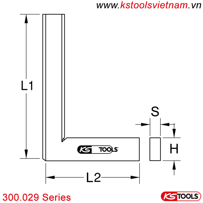 Thước đo góc vuông model 300.0294 KS Tools