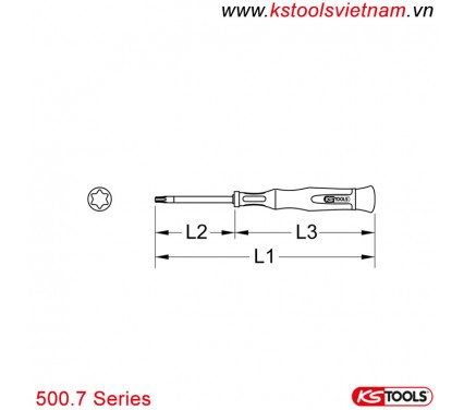 Tô vít đầu Torx T1-T20 chống tĩnh điện ESD KS Tools 500.7 Series