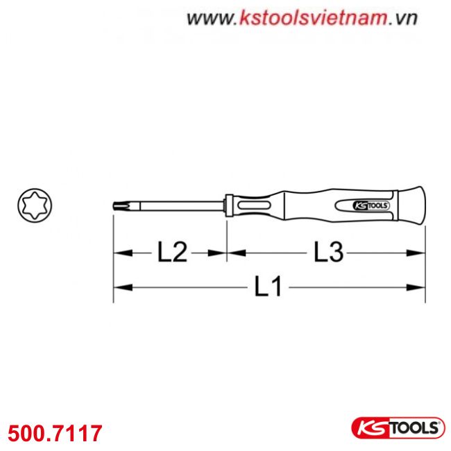 Tô vít đầu Torx T1-T20 chống tĩnh điện ESD KS Tools 500.7 Series Mã: 500.7 Series