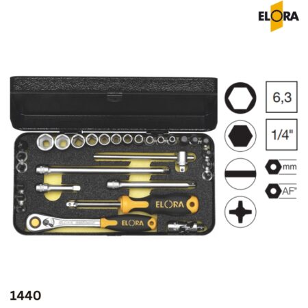 ELORA 1440 Bộ khẩu 30-31 món, đầu vuông 1/4 inch