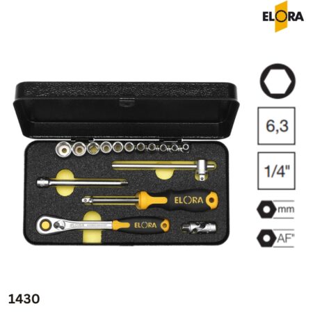 ELORA 1430 Bộ tuýp, đầu vuông 1/4 inch, 14 hoặc 16 chi tiết