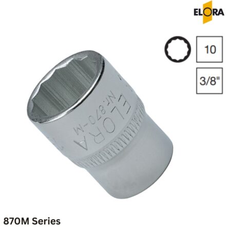 ELORA 870M Series Đầu tuýp hệ mét 12 cạnh, vuông 3/8 inch