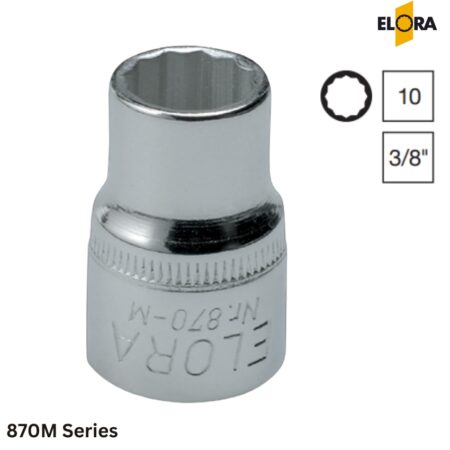ELORA 870M Series Đầu tuýp hệ mét 12 cạnh, vuông 3/8 inch