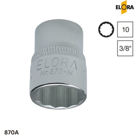 ELORA 870A Đầu khẩu hệ inch, vuông 3/8 inch,12 cạnh