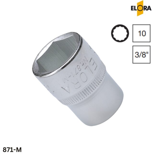 Elora 871-M đầu tuýp hệ mét 6 cạnh, vuông 3/8 inch