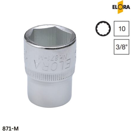 Elora 871-M đầu tuýp hệ mét 6 cạnh, vuông 3/8 inch