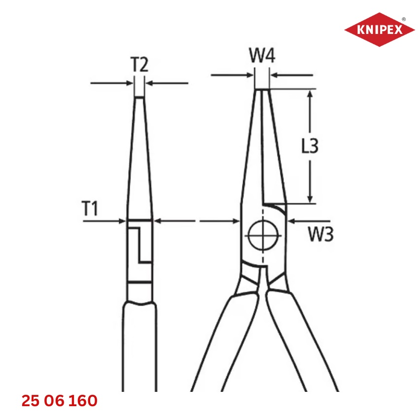 Knipex 25 06 160 Kìm Mũi Nhọn Cách Điện 1000V
