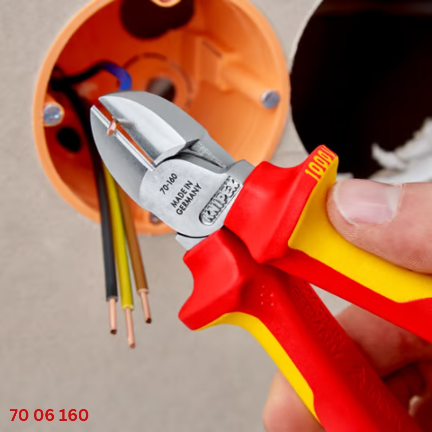 ứng dụng Knipex 70 06 160 Kìm Cắt Mũi Nhọn 160mm Cách điện 1000V