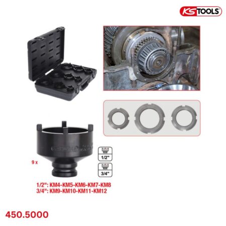 Bộ điều chỉnh vòng bi ổ trục ống lót xe ô tô 9 chi tiết KS Tools 450.5000