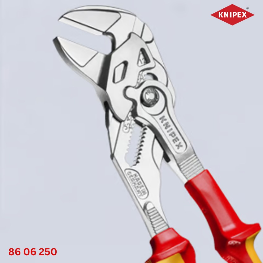 Knipex 86 06 250 – Kìm Mỏ Lết Dài 250mm, Cách Điện VDE