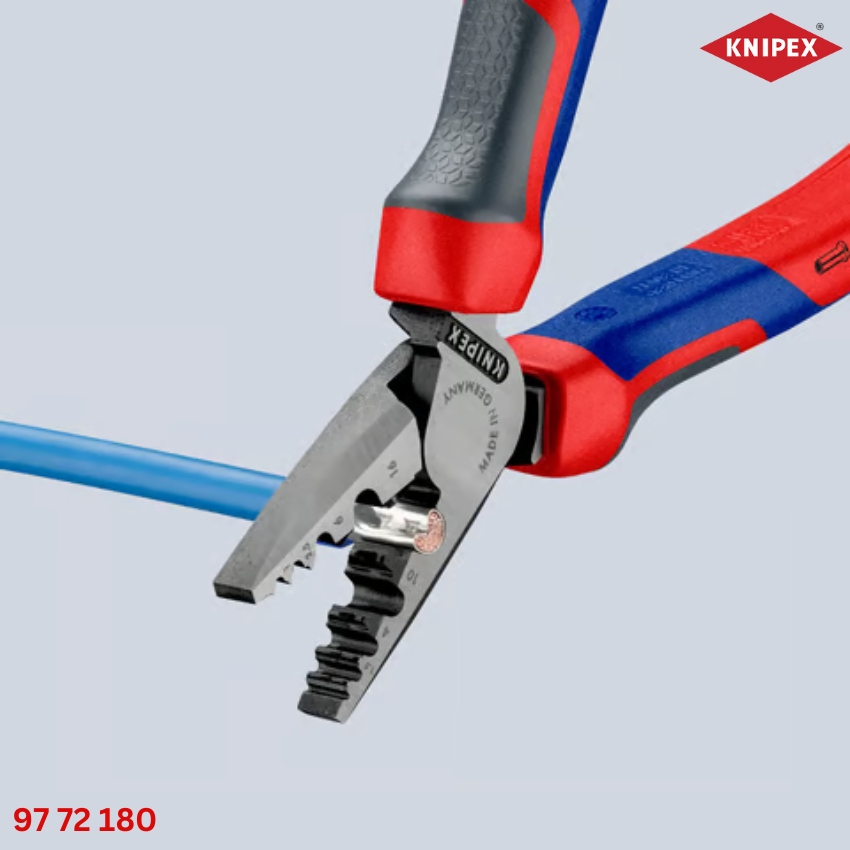 ứng dụng Knipex 97 72 180 Kìm Bấm Cos Pin Rỗng