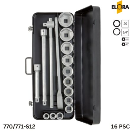 770/771-S12 Elora Bộ tuýp 16 chi tiết 3/4 inch