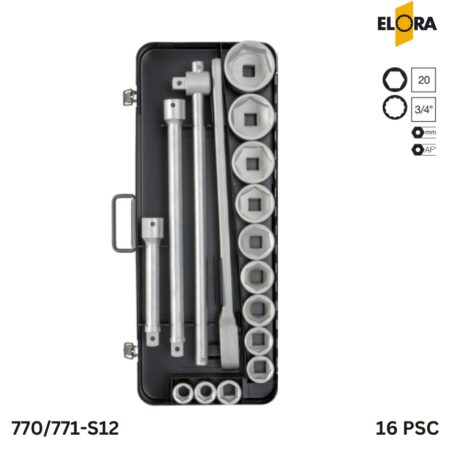 770/771-S12 Elora Bộ tuýp 16 chi tiết 3/4 inch