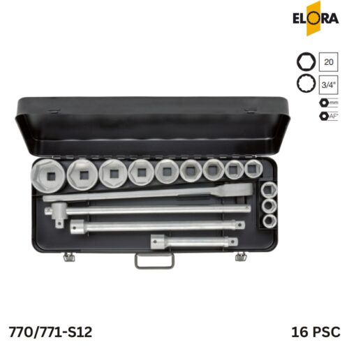 770/771-S12 Elora Bộ tuýp 16 chi tiết 3/4 inch
