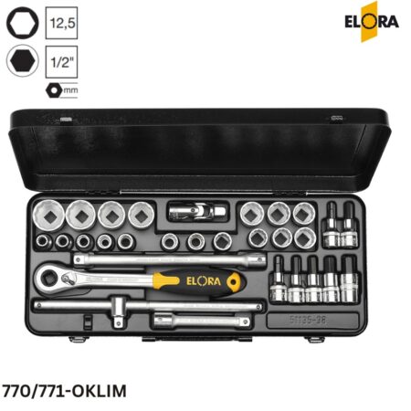 770/771-OKLIM Elora: Bộ tuýp đa năng hệ mét 30 chi tiết