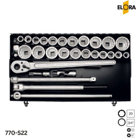 770-S22 ELORA Bộ tuýp 32 chi tiết 3/4 inch