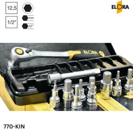 770-KIN Elora: Bộ đầu tuýp vặn vít lục giác 1/2 inch