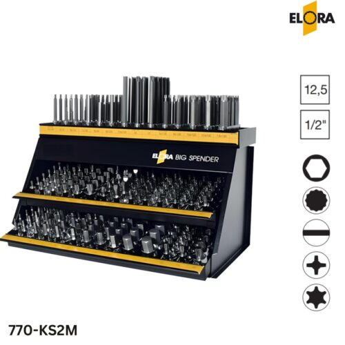 ELORA 770-KS2M Bộ đầu tuýp 168 chi tiết, 1/2 inch