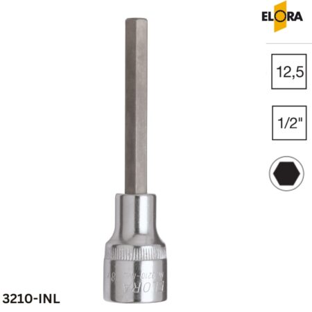 3210-INL Elora: Đầu tuýp lục giác dài, đầu vuông 1/2 inch