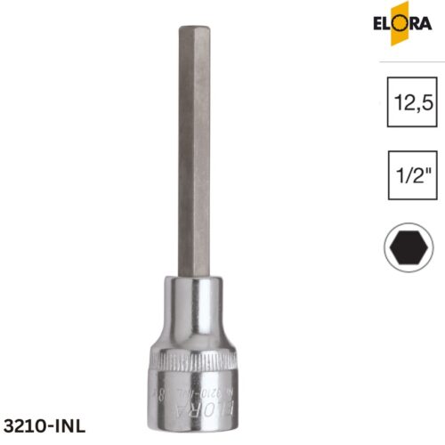 3210-INL Elora: Đầu tuýp lục giác dài, đầu vuông 1/2 inch