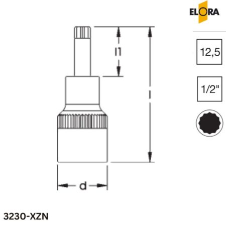 ELORA 3230-XZN Đầu tuýp hoa hướng dương 1/2 inch