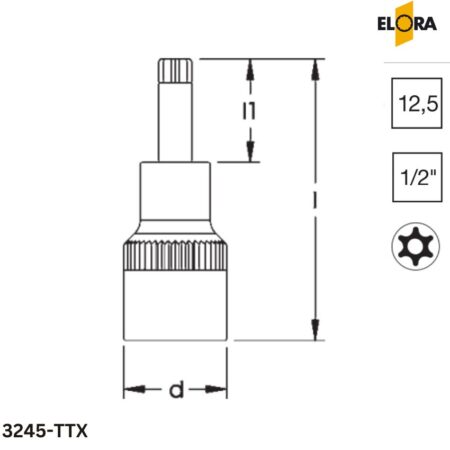 ELORA 3245-TTX Tuýp đầu sao có lỗ 1/2 inch