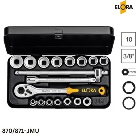 ELORA 870/871-JMU Bộ khẩu đầu vuông 3/8 inch, 15 -18 chi tiết