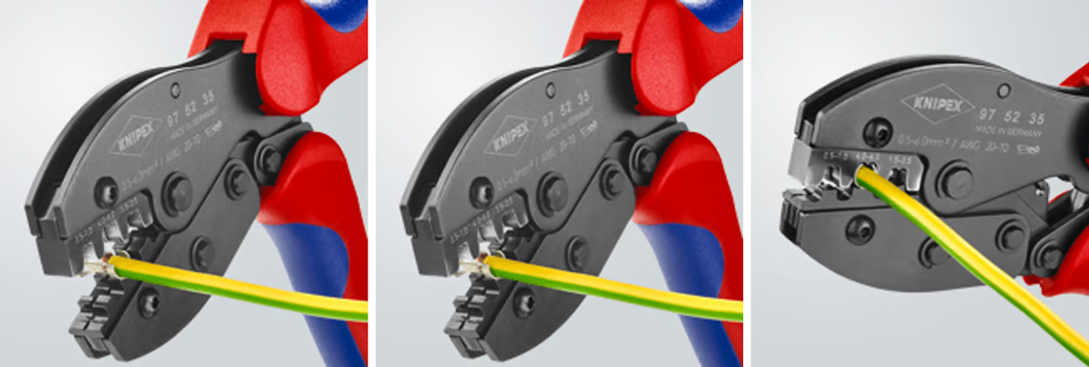 ứng dụng Knipex 97 52 35 Kìm Bấm Cos Thìa Nối germany