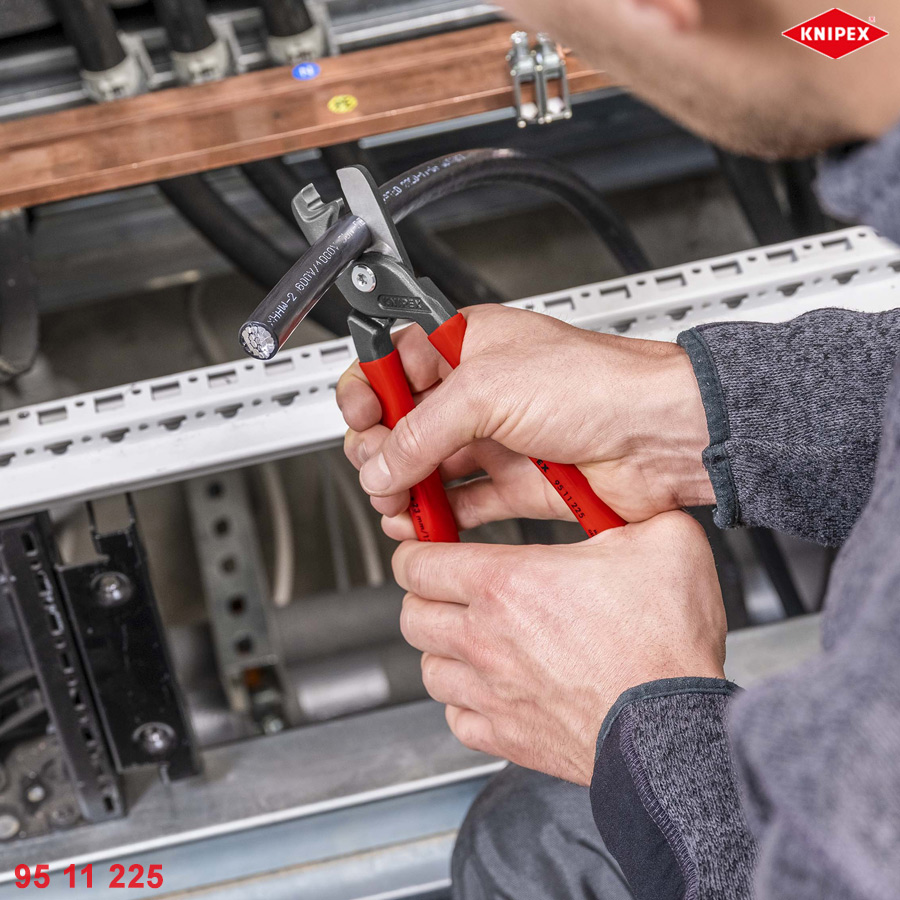 Knipex 95 11 225: ứng dụng Kìm cắt cáp nhôm đồng OD 15mm