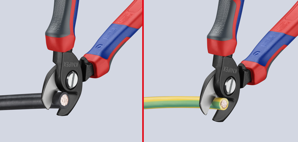 ngàm kìm Knipex 95 12 165 ứng dụng Kìm cắt cáp điện, đồng, nhôm OD 15mm 